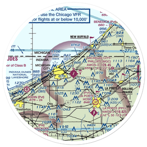 Michigan City Municipal Airport (MGC) VFR Sectional Sticker (30 mile)