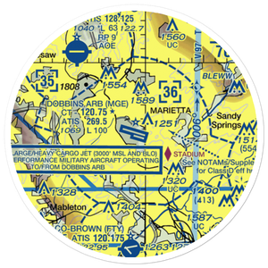 Dobbins Air Reserve Base (MGE) VFR Sectional Sticker (20 mile)