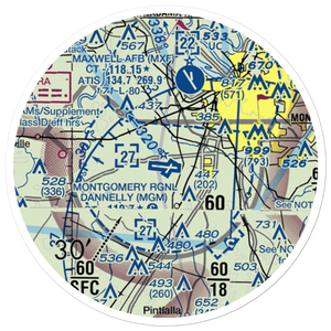 Montgomery Regional (Dannelly Field) Airport (MGM) VFR Sectional Sticker (20 mile)