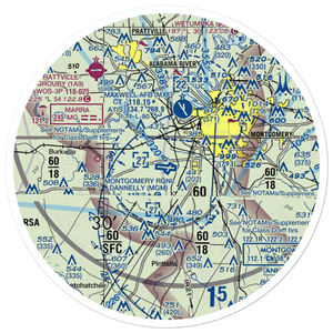 Montgomery Regional (Dannelly Field) Airport (MGM) VFR Sectional Sticker (30 mile)