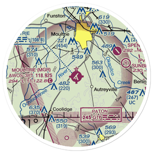 Moultrie Municipal Airport (MGR) VFR Sectional Sticker (20 mile)