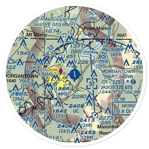 Morgantown Municipal Walter L. Bill Hart Field (MGW) VFR Sectional Sticker (20 mile)