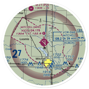 Mitchell Municipal Airport (MHE) VFR Sectional Sticker (20 mile)