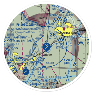 Manhattan Regional Airport (MHK) VFR Sectional Sticker (20 mile)