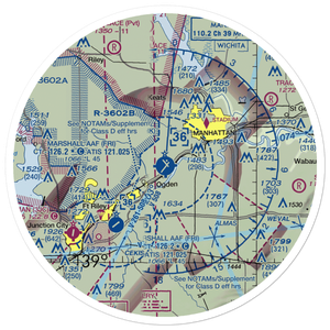 Manhattan Regional Airport (MHK) VFR Sectional Sticker (30 mile)