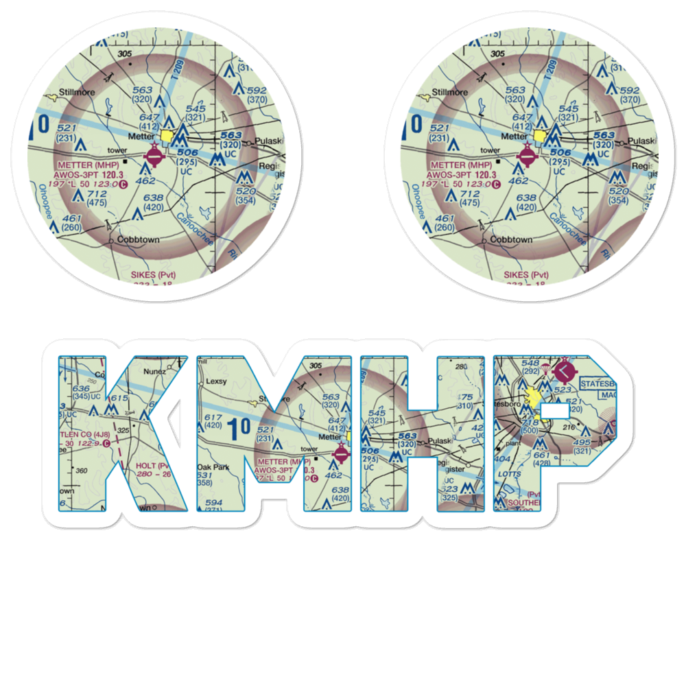 Metter Municipal Airport (MHP) VFR Sectional Sticker Pack 