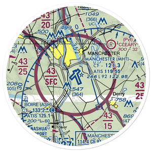 Manchester-Boston Regional Airport (MHT) VFR Sectional Sticker (20 mile)
