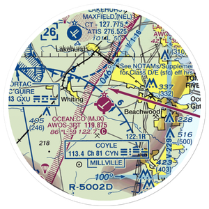 Ocean County Airport (MJX) VFR Sectional Sticker (20 mile)