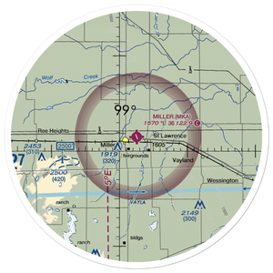 Miller Municipal Airport (MKA) VFR Sectional Sticker (30 mile)