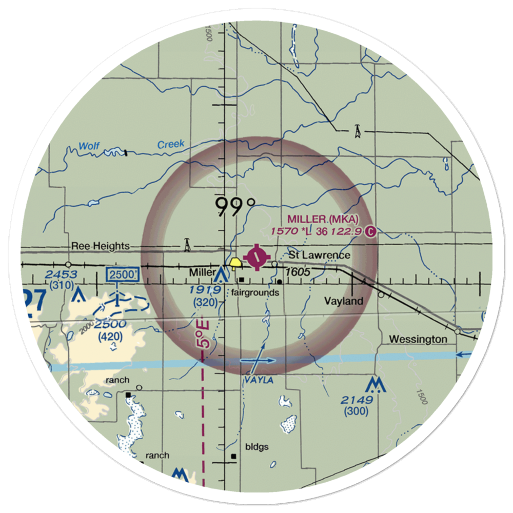 Miller Municipal Airport (MKA) VFR Sectional Sticker (30 mile) 