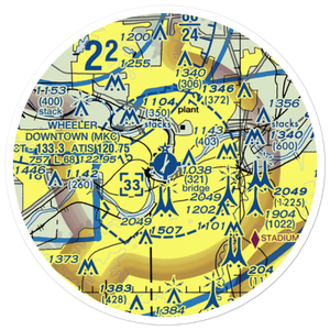 Charles B. Wheeler Downtown Airport (MKC) VFR Sectional Sticker (20 mile)