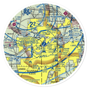 Charles B. Wheeler Downtown Airport (MKC) VFR Sectional Sticker (30 mile)