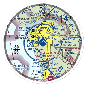 Muskegon County Airport (MKG) VFR Sectional Sticker (20 mile)