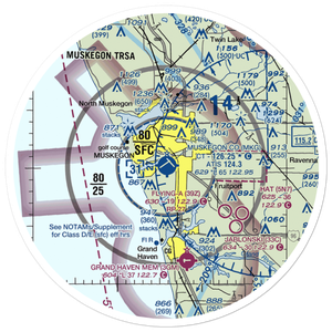 Muskegon County Airport (MKG) VFR Sectional Sticker (30 mile)