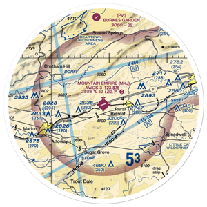 Mountain Empire Airport (MKJ) VFR Sectional Sticker (30 mile)