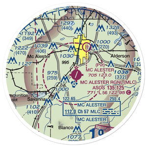 Mc Alester Regional Airport (MLC) VFR Sectional Sticker (20 mile)