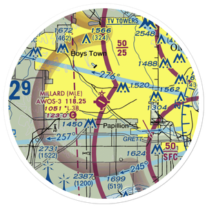 Millard Airport (MLE) VFR Sectional Sticker (20 mile)