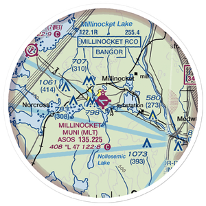 Millinocket Municipal Airport (MLT) VFR Sectional Sticker (20 mile)
