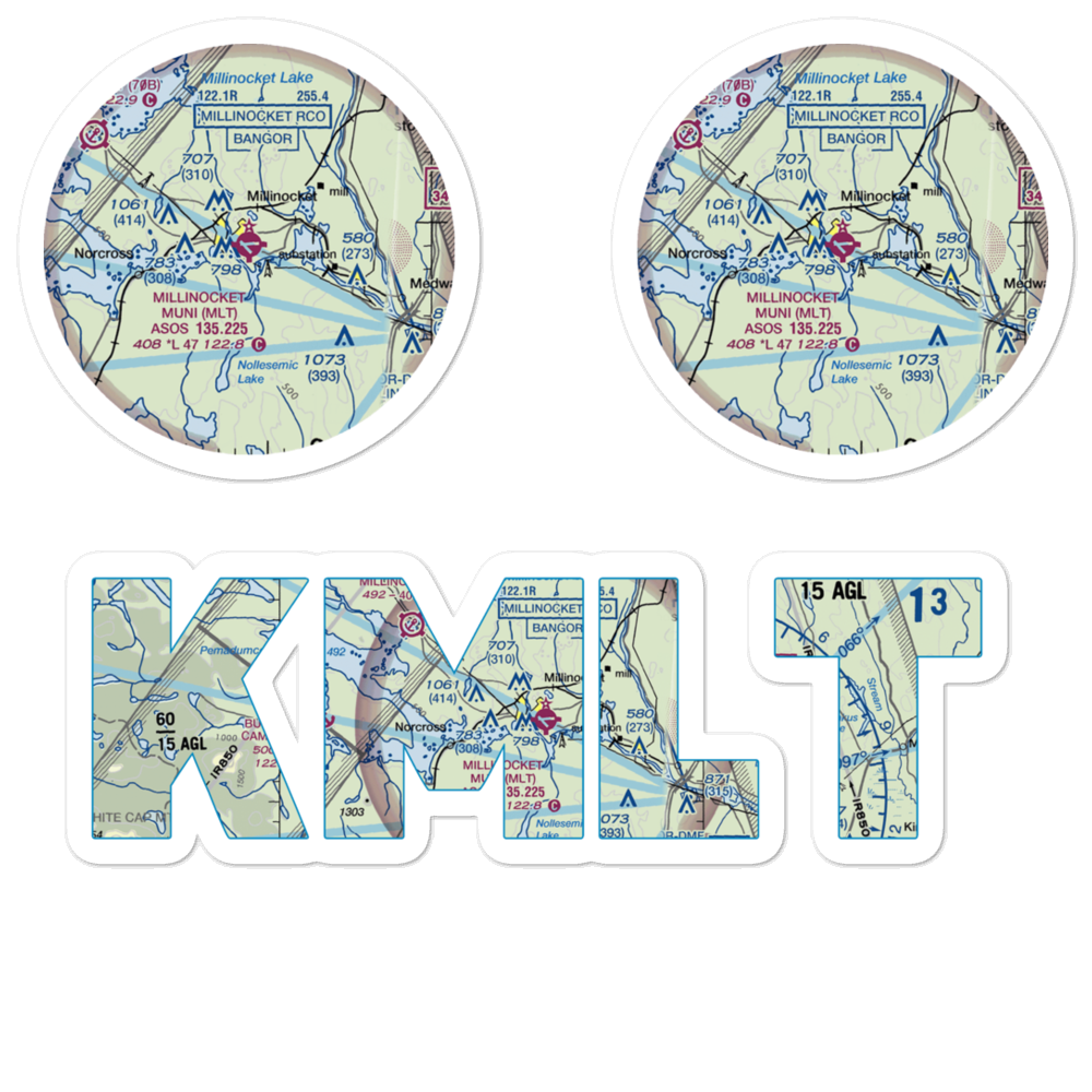 Millinocket Municipal Airport (MLT) VFR Sectional Sticker Pack 