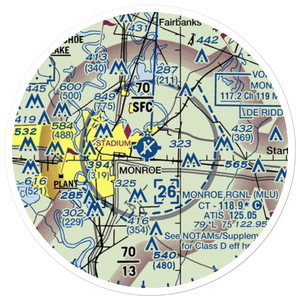 Monroe Regional Airport (MLU) VFR Sectional Sticker (20 mile)