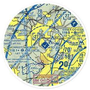 Morristown Municipal Airport (MMU) VFR Sectional Sticker (20 mile)