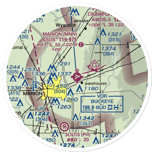 Marion Municipal Airport (MNN) VFR Sectional Sticker (20 mile)