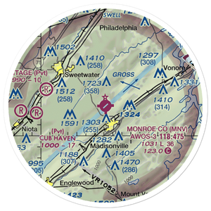 Monroe County Airport (MNV) VFR Sectional Sticker (20 mile)