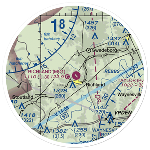 Richland Municipal Airport (MO1) VFR Sectional Sticker (20 mile)