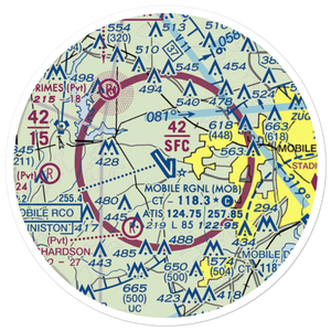 Mobile Regional Airport (MOB) VFR Sectional Sticker (20 mile)