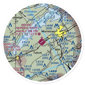 Moore Murrell Airport (MOR) VFR Sectional Sticker (20 mile)