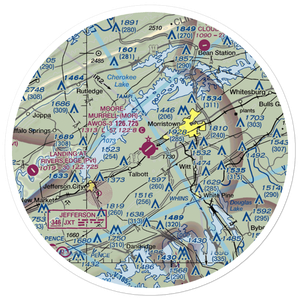 Moore Murrell Airport (MOR) VFR Sectional Sticker (30 mile)