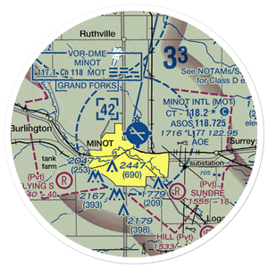 Minot International Airport (MOT) VFR Sectional Sticker (20 mile)