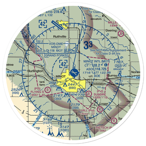 Minot International Airport (MOT) VFR Sectional Sticker (30 mile)