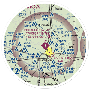 Philadelphia Municipal Airport (MPE) VFR Sectional Sticker (20 mile)