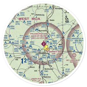 Philadelphia Municipal Airport (MPE) VFR Sectional Sticker (30 mile)
