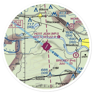 Petit Jean Park Airport (MPJ) VFR Sectional Sticker (20 mile)