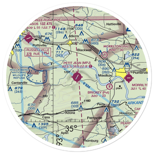 Petit Jean Park Airport (MPJ) VFR Sectional Sticker (30 mile)