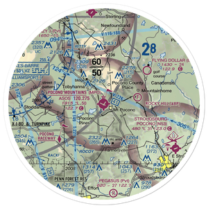 Pocono Mountains Municipal Airport (MPO) VFR Sectional Sticker (30 mile)