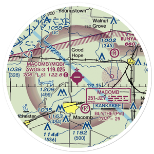 Macomb Municipal Airport (MQB) VFR Sectional Sticker (20 mile)