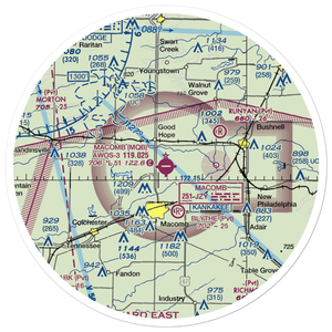 Macomb Municipal Airport (MQB) VFR Sectional Sticker (30 mile)