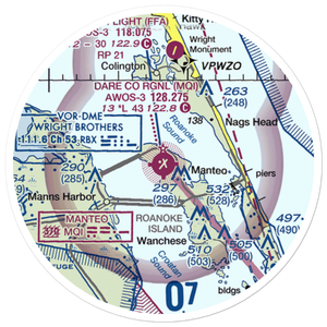 Dare County Regional Airport (MQI) VFR Sectional Sticker (20 mile)