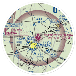 Telfair Wheeler Airport (MQW) VFR Sectional Sticker (20 mile)