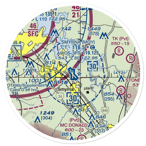 Smyrna Airport (MQY) VFR Sectional Sticker (20 mile)