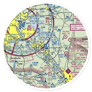 Smyrna Airport (MQY) VFR Sectional Sticker (30 mile)
