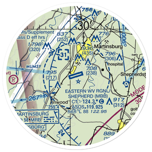 Eastern WV Regional Airport/Shepherd Field (MRB) VFR Sectional Sticker (20 mile)