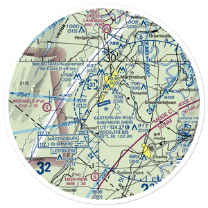 Eastern WV Regional Airport/Shepherd Field (MRB) VFR Sectional Sticker (30 mile)