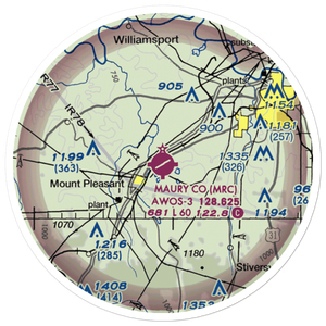 Maury County Airport (MRC) VFR Sectional Sticker (20 mile)