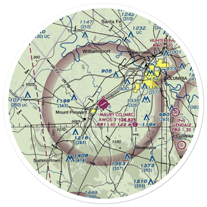 Maury County Airport (MRC) VFR Sectional Sticker (30 mile)