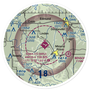 Iowa County Airport (MRJ) VFR Sectional Sticker (20 mile)