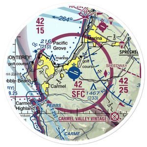 Monterey Peninsula Airport (MRY) VFR Sectional Sticker (20 mile)